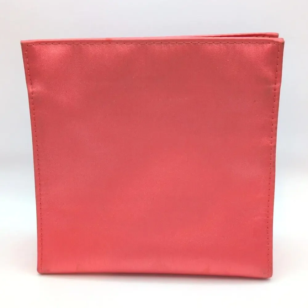 YSL Yves Saint Laurent Perfums Satin Cosmetic Makeup Zip Pouch Travel Bag Pink